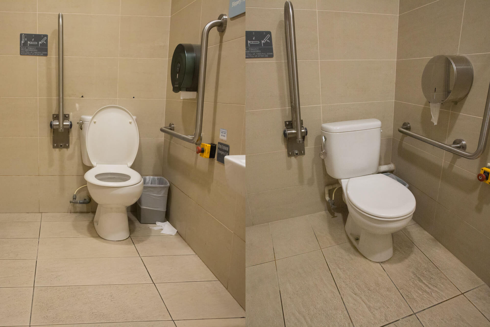 赤柱廣場L3的洗手間（左）L4的洗手間（右）