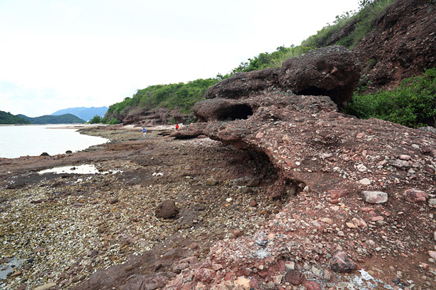 岩石以沉積岩組成，包括角礫岩